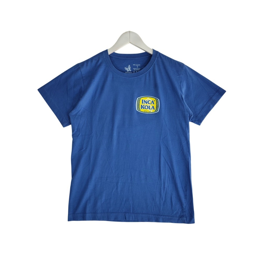 Inca Kola Graphic Tee Blue Double Sided Logo Peru Soda T-Shirt Size S